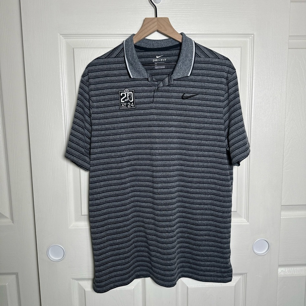 Nike Dri Fit San Francisco Giants MLB 20 at 24 Polo Shirt Mens Large Gray Stripe - Picture 8 of 8